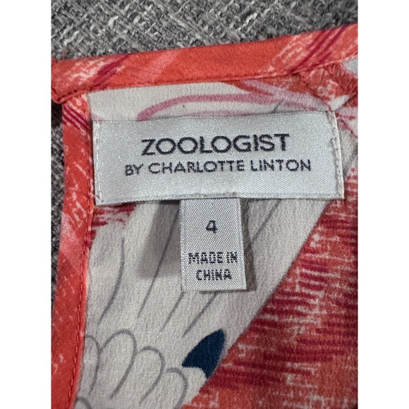 Anthropologie Charlotte Linton Silk Asian Watercolor M Dress Art Holiday Party - Picture 5 of 12